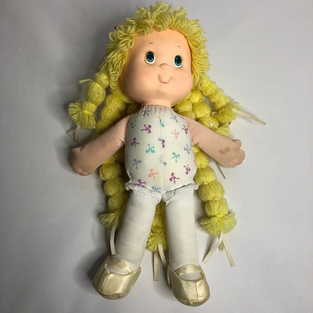 Vintage 1986 American Greetings Amtoy Blonde Tuggabows‎ Doll 18”
